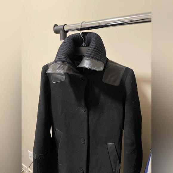 Black Mackage Wool Knee Length Coat - Picture 6 of 7